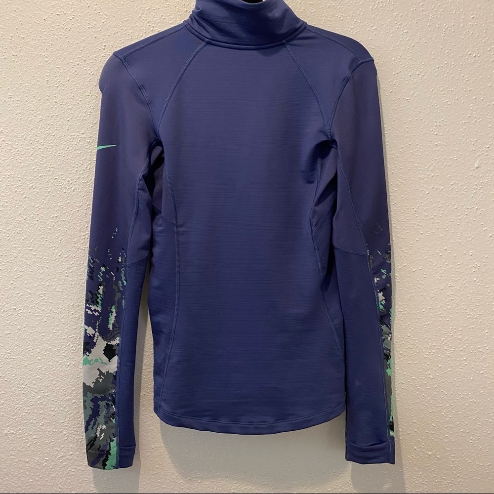 NIKE Women's Purple Pro Hyperwarm Half Zip Long Sleeve Shirt Sz. SMALL - Picture 2 of 5